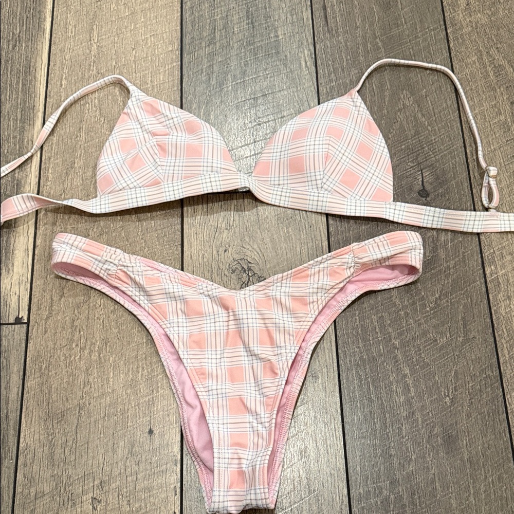 Hollister Pink Checkered Bikini Set